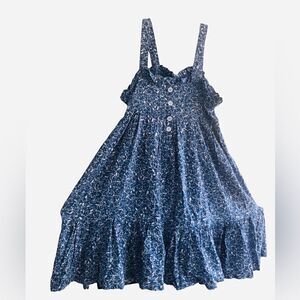 NWT CHILDREN’S COPPER KEY BLUE & WHITE FLOWER SUMMER STRAP MAXI DRESS SIZE: S